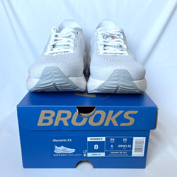 Brooks Glycerin 23 Size 8 Wide White Pink Harbor Mist - Picture 2 of 9
